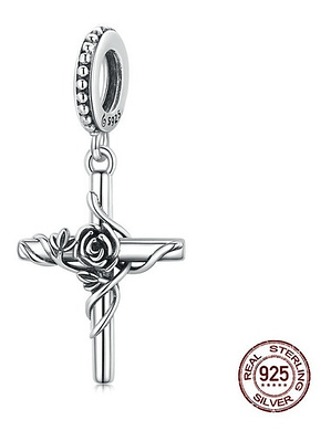 Charm Cruz y Flor Plata 925