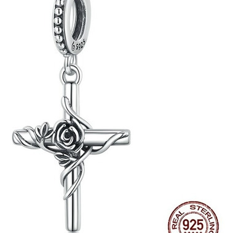 Charm Cruz y Flor Plata 925 1
