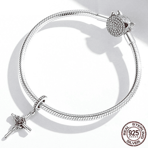 Charm Cruz y Flor Plata 925 4