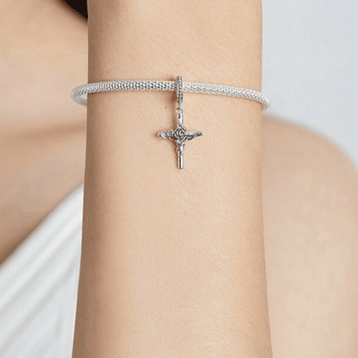 Charm Cruz y Flor Plata 925 5