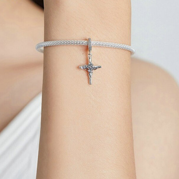 Charm Cruz y Flor Plata 925 5