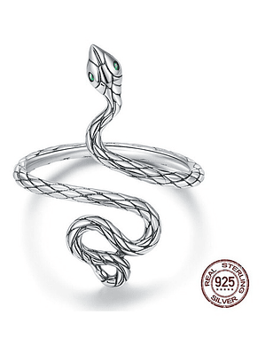 Anillo Serpiente Larga Plata 925