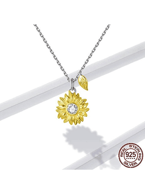 Conjunto Collar Anillo Girasol Plata 925