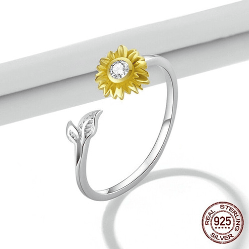Conjunto Collar Anillo Girasol Plata 925 3