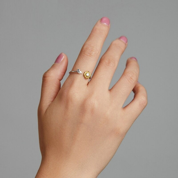 Conjunto Collar Anillo Girasol Plata 925 4