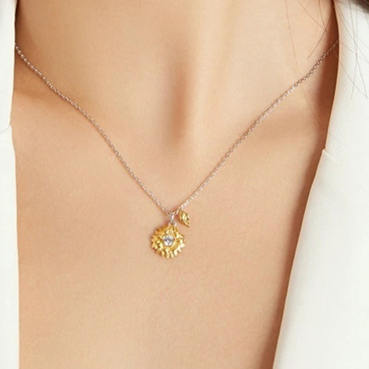 Conjunto Collar Anillo Girasol Plata 925 5