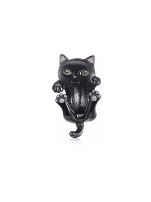 Charm Gato Negro Colgando Plata 925