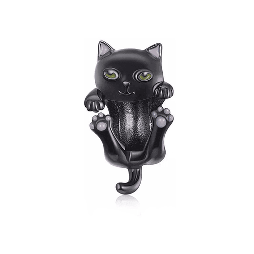 Charm Gato Negro Colgando Plata 925 1