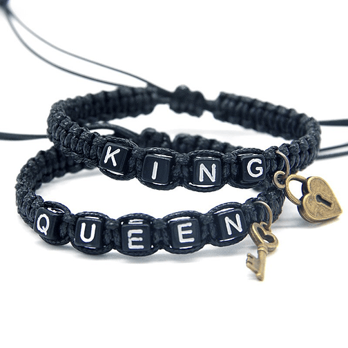 2 Pulseras Hilo King Queen Parejas Amor 1