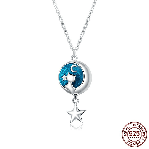 Collar Gato En Luna Plata 925 1