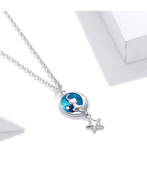 Collar Gato En Luna Plata 925