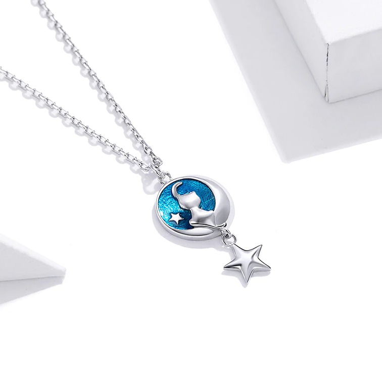 Collar Gato En Luna Plata 925 2