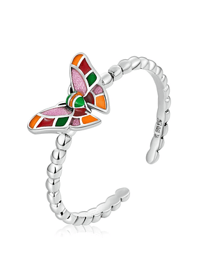 Anillo Mariposa De Colores Plata 925