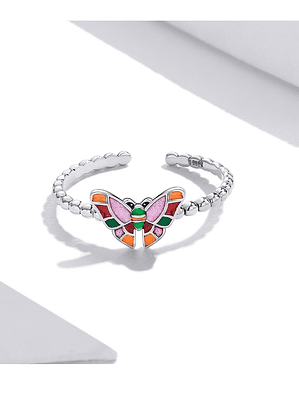Anillo Mariposa De Colores Plata 925