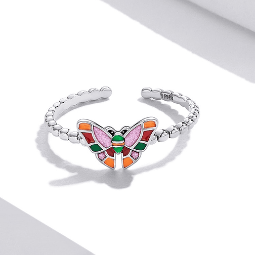 Anillo Mariposa De Colores Plata 925 2