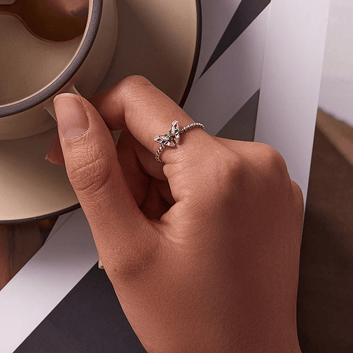 Anillo Mariposa De Colores Plata 925 3