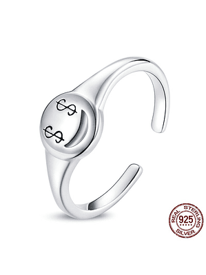 Anillo Cara Sonriente Plata 925