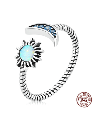 Anillo Luna Y Sol Plata 925