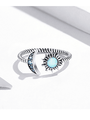 Anillo Luna Y Sol Plata 925