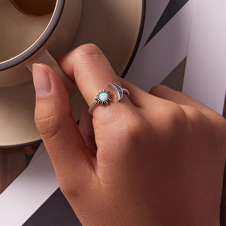 Anillo Luna Y Sol Plata 925 3