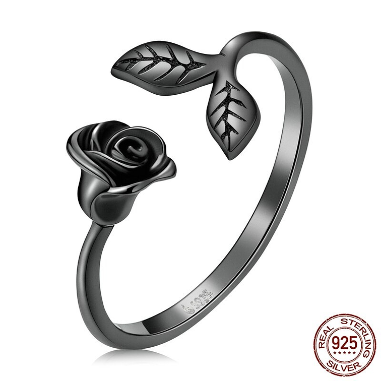 Anillo Rosa Negra Plata 925 1