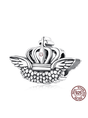 Charm Corona Con Alas Plata 925