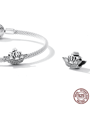 Charm Corona Con Alas Plata 925