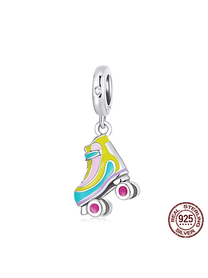 Charm Patín De Colores Plata 925