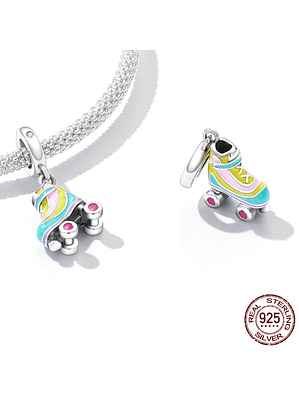 Charm Patín De Colores Plata 925