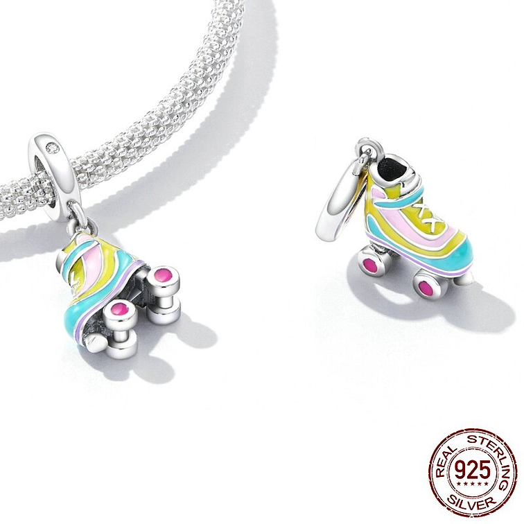 Charm Patín De Colores Plata 925 2