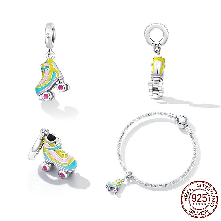 Charm Patín De Colores Plata 925 3