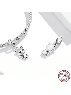 Charm Gato Colgante Plata 925