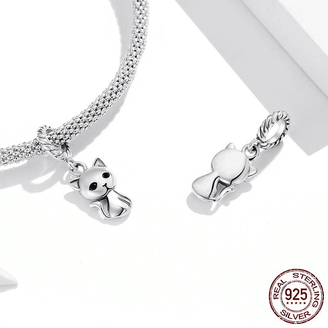 Charm Gato Colgante Plata 925