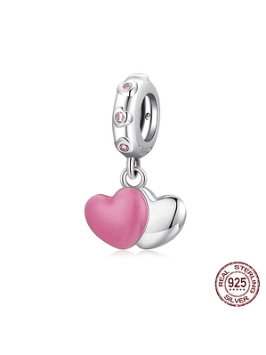 Charm Corazón Doble Plata 925