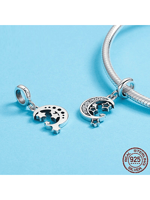 Charm Luna Y Estrellas Plata 925