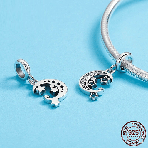 Charm Luna Y Estrellas Plata 925 2