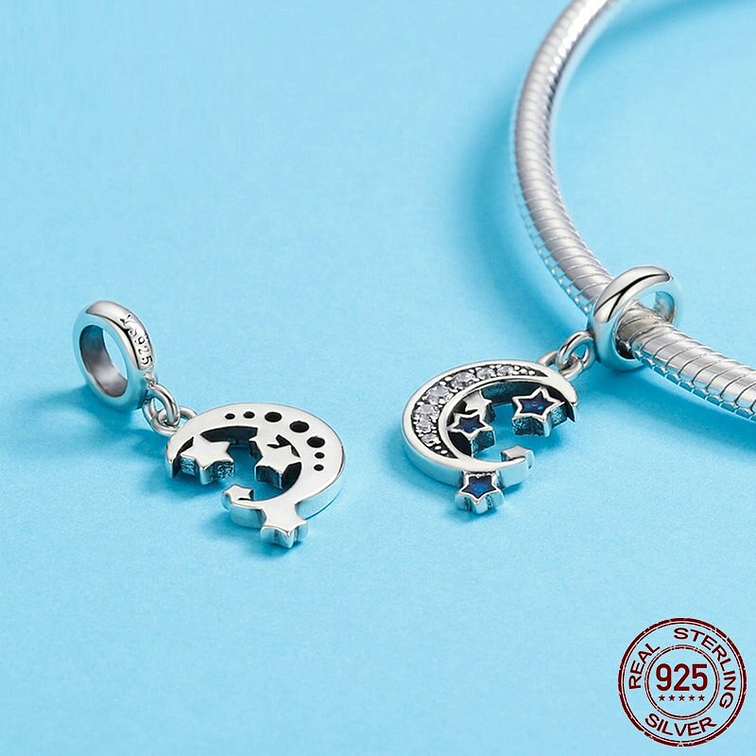 Charm Luna Y Estrellas Plata 925 2
