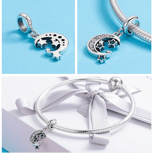 Charm Luna Y Estrellas Plata 925 3
