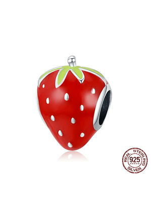 Charm Frutilla Fresa Plata 925