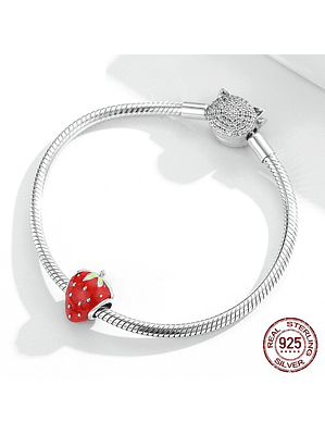 Charm Frutilla Fresa Plata 925