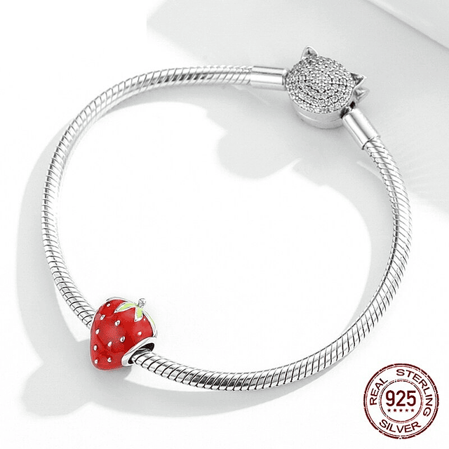 Charm Frutilla Fresa Plata 925