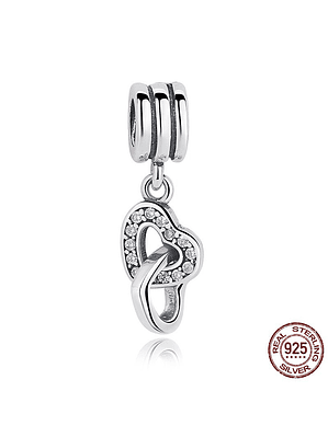Charm Dos Corazones Plata 925