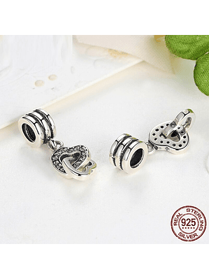 Charm Dos Corazones Plata 925