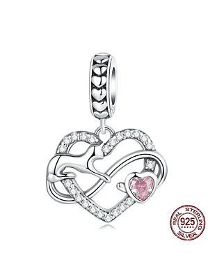 Charm Gato Y Corazon Infinito Plata 925