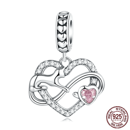 Charm Gato Y Corazon Infinito Plata 925 1