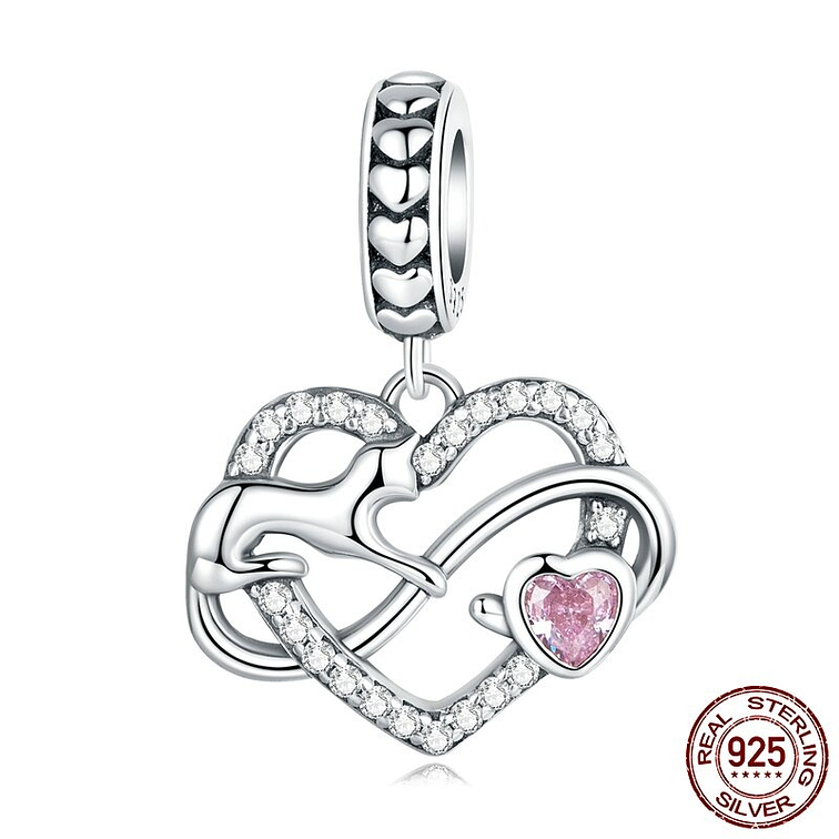 Charm Gato Y Corazon Infinito Plata 925 1
