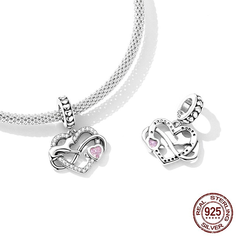 Charm Gato Y Corazon Infinito Plata 925 2