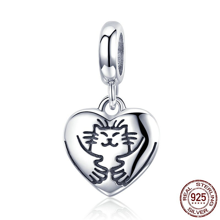 Charm Corazon Gato Plata 925 1