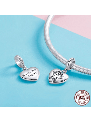 Charm Corazon Gato Plata 925