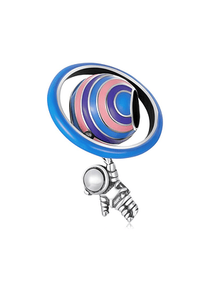 Charm Astronauta Planeta Plata 925